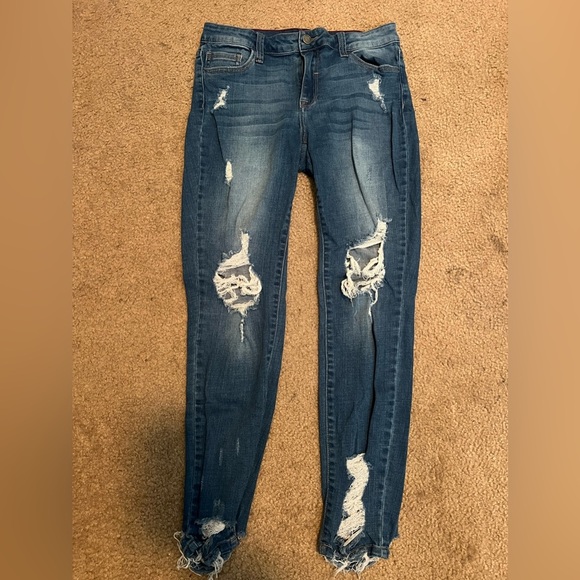 Cello Stylish Blue Distressed Jeans Women’s size 9 - Picture 3 of 8